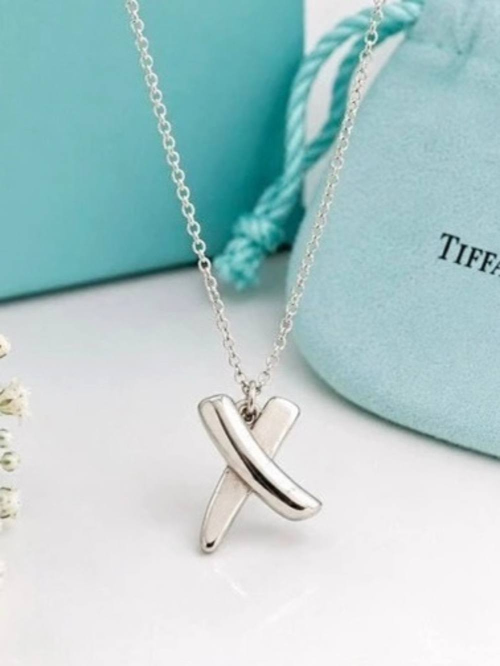 Tiffany & Co. Auth Paloma Picasso X Pendant Necklace ✨w/Pouch✨925 Sterling